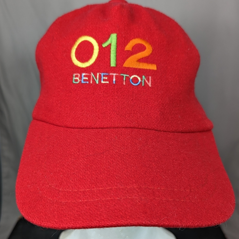 Vintage United Colors Of Benetton Red 012 Sport Wool Cap Unisex Adjustable